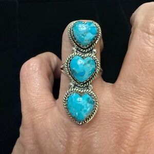 Blue Mojave Turquoise Heart 925 Ring